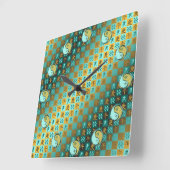 Aquarius & Metal Horse スクエア壁時計 (傾斜)