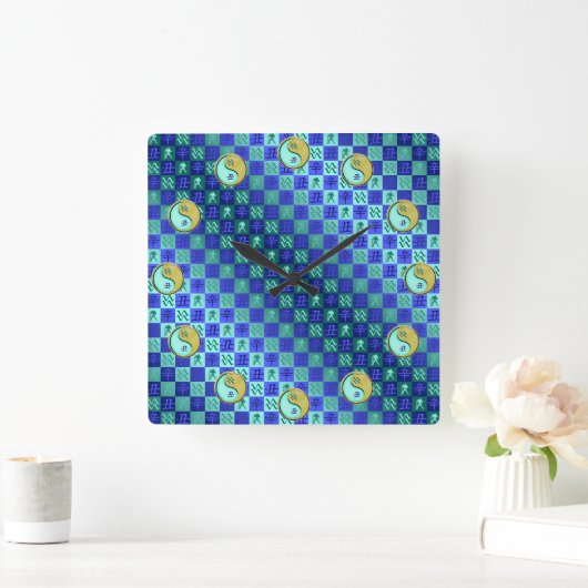 Aquarius & Metal Ox スクエア壁時計 (ホーム)