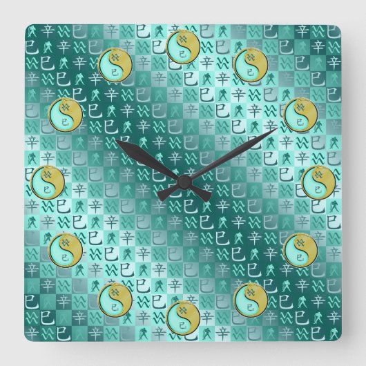 Aquarius & Metal Snake スクエア壁時計 (正面)