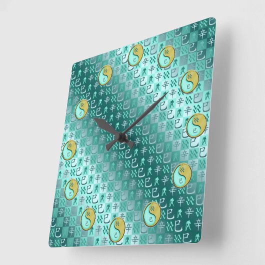 Aquarius & Metal Snake スクエア壁時計 (傾斜)