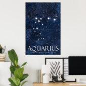Aquarius Poster with name, starsign〔占星術の〕十二宮図 ポスター (ホームオフィス)