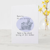 Aquarius Pun Funny Birthday Card カード (黄色い花)