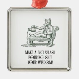 Aquarius Pun Wise Cat Zodiac Christmas Ornament  メタルオーナメント