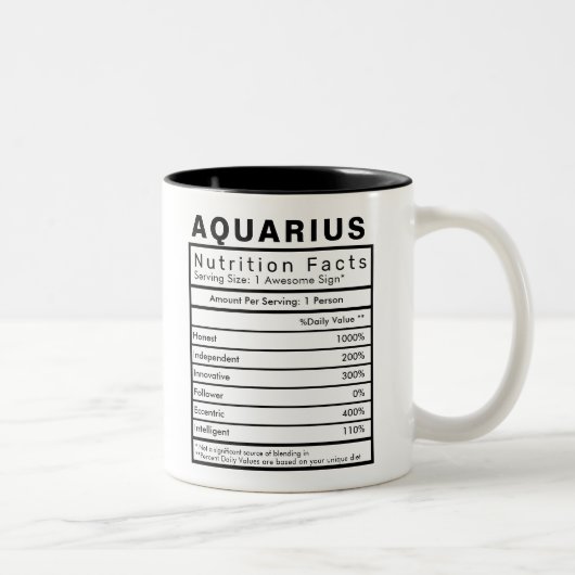 Aquarius Star Sign Nutrition Facts Statistics ツートーンマグカップ (右)