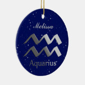Aquarius Sunの記号（名前あり） セラミックオーナメント (右)