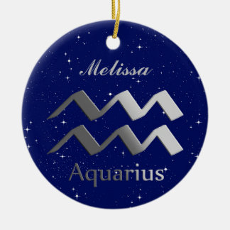 Aquarius Sunの記号（名前あり） セラミックオーナメント