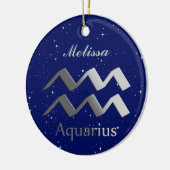 Aquarius Sunの記号（名前あり） セラミックオーナメント (左)
