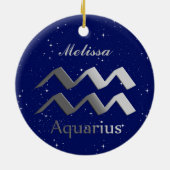 Aquarius Sunの記号（名前あり） セラミックオーナメント (裏面)