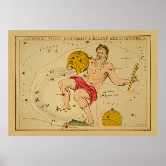 Aquarius  - Vintage Sign of the Zodiac Image ポスター (正面)