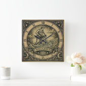 Aquarius Vintage Zodiac Wall Clock スクエア壁時計 (ホーム)