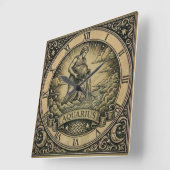 Aquarius Vintage Zodiac Wall Clock スクエア壁時計 (傾斜)