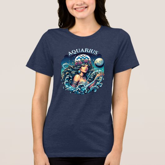 Aquarius Water Bearer Beautiful Woman Astrology  トライブレンドＴシャツ (正面)