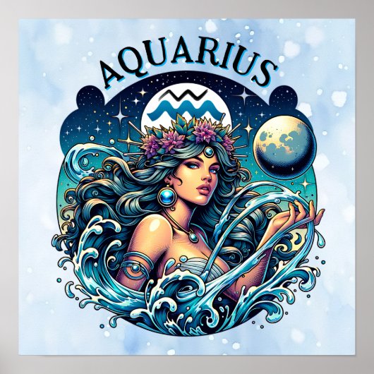 Aquarius Water Bearer Beautiful Woman Astrology  ポスター (正面)
