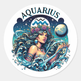Aquarius Water Bearer Beautiful Woman Astrology  ラウンドシール
