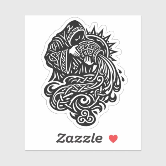 Aquarius Water‑Bearer — Celtic Knotwork Zodiac シール (シート)