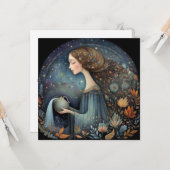 Aquarius Water Bearer Zodiac Astrology Birthday カード (正面/裏面インサイチュ)