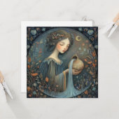 Aquarius Water Bearer Zodiac Celestial Birthday カード (正面/裏面インサイチュ)