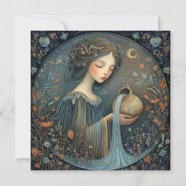 Aquarius Water Bearer Zodiac Celestial Birthday カード