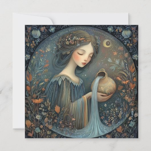 Aquarius Water Bearer Zodiac Celestial Birthday カード (正面)