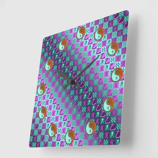 Aquarius & Wood Boar スクエア壁時計 (傾斜)