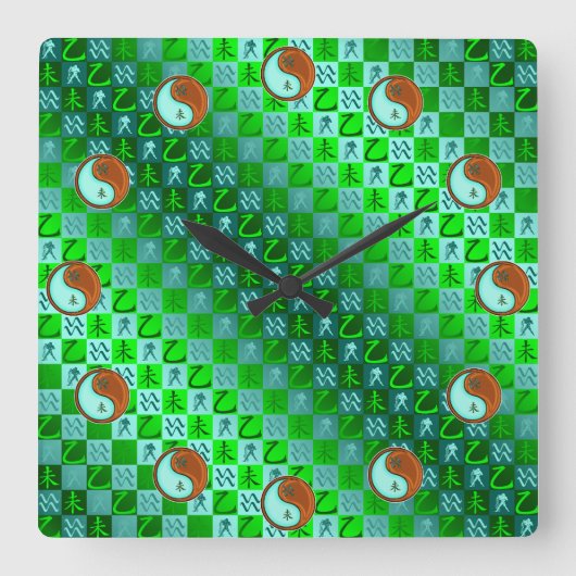 Aquarius & Wood Goat スクエア壁時計 (正面)