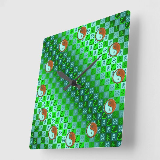 Aquarius & Wood Goat スクエア壁時計 (傾斜)