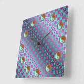 Aquarius & Wood Rooster スクエア壁時計 (傾斜)