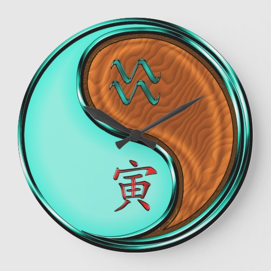 Aquarius & Wood Tiger ラージ壁時計 (正面)