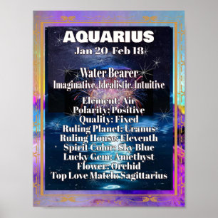 Aquarius Zodiaポスター占星術の事実 ポスター