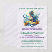 Aquarius Zodiac Baby Shower Lavender and Green 招待状 (正面/裏面)