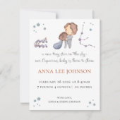 Aquarius Zodiac Birth Announcement シーズンカード (正面)