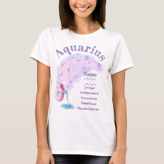 Aquarius Zodiac Design T-shirt *1 Tシャツ (正面)