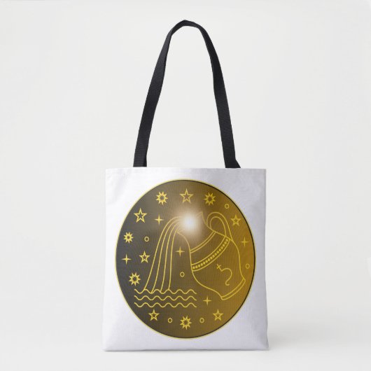 Aquarius Zodiac Emblem | Minimal Celestial Symbol トートバッグ (正面)