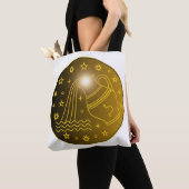 Aquarius Zodiac Emblem | Minimal Celestial Symbol トートバッグ (クローズアップ)