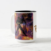 Aquarius Zodiac Galaxy Design – Astrology Horoscop ツートーンマグカップ (正面左)