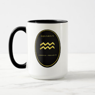 Aquarius Zodiac Gold Oval Emblem Mug | Luxury Astr マグカップ