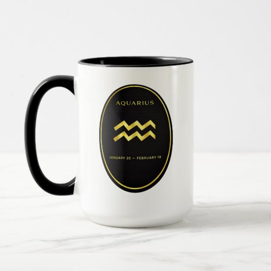 Aquarius Zodiac Gold Oval Emblem Mug | Luxury Astr マグカップ (左)