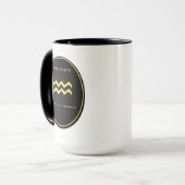 Aquarius Zodiac Gold Oval Emblem Mug | Luxury Astr マグカップ (正面左)