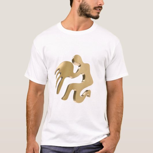 Aquarius Zodiac Gold Symbol Astrology Gift for Aqu Tシャツ (正面)