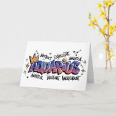 Aquarius Zodiac Graffiti  カード (黄色い花)