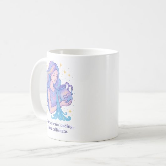 Aquarius Zodiac Mug – Brain Loading, Please Caffei コーヒーマグカップ (正面左)