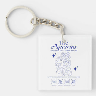 Aquarius Zodiac Originality Astrology Line Art キーホルダー