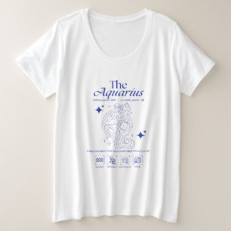 Aquarius Zodiac Originality Astrology Line Art プラスサイズTシャツ