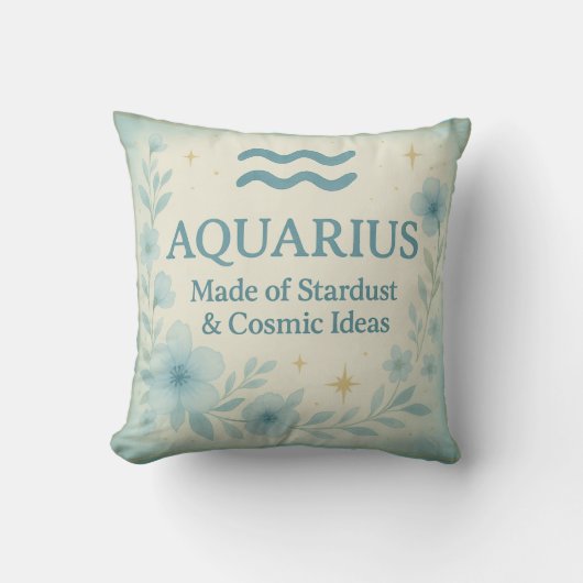 Aquarius Zodiac Pillow – Made of Stardust & Cosmic クッション (正面)