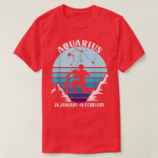 Aquarius Zodiac Retro Starry Night Tシャツ (デザイン正面)