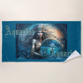 Aquarius Zodiac Sign ビーチタオル
