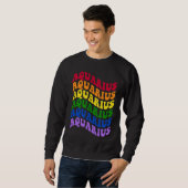 Aquarius Zodiac Sign LGBT Gay Pride LGBTQ Rainbow スウェットシャツ (正面フル)