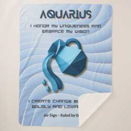 Aquarius Zodiac Sign Modern 3D Astrology Design シェルパブランケット