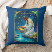 Aquarius Zodiac Sign Under a Starry Sky クッション (ブランケット)