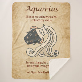 Aquarius Zodiac Sign with Affirmations シェルパブランケット